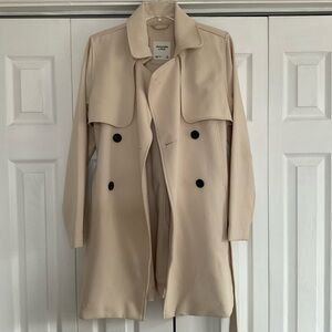Elegant Cream Double-Breasted Women's Coat